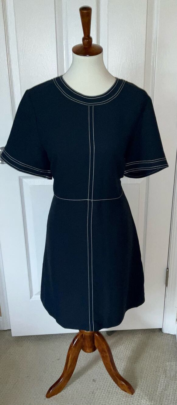 Banana Republic Navy Blue with White Stitching Mid-Length Casual Dress